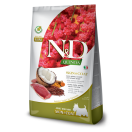FARMINA N&D Quinoa Mini Skin and Coat 2,5 kg z kaczką i kokosem, sucha karma na poprawę stanu sierści