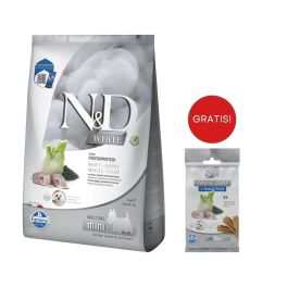FARMINA N&D White Dog Adult Mini Sea Bass, Spirulina, Fennel 5 kg + FARMINA N&D White Dental Treat Coat Sea bass Mini 60 g (7 szt) GRATIS!