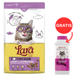 VERSELE-LAGA Lara Adult Light Sterilized 7 kg karma dla kotów sterylizowanych + Deodo Flower 375 g dezodorant do kuwet odświeżacz kwiatowy GRATIS