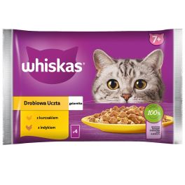 WHISKAS Senior saszetka 4x85g Drobiowa Uczta mokra karma dla starszych kotów w galaretce z: kurczakiem, indykiem
