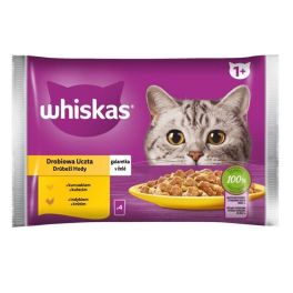 WHISKAS Adult saszetka 4x85 g Drobiowa Uczta mokra karma dla dorosłych kotów w galaretce z: kurczakiem, indykiem