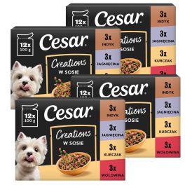 CESAR Creations Mix Smaków (wołowina, kurczak, jagnięcina, indyk) 48 x 100g mokra karma dla dorosłych psów