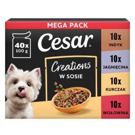 CESAR Creations Mix Smaków (wołowina, kurczak, jagnięcina, indyk) 40 x 100g mokra karma dla dorosłych psów