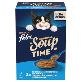 FELIX Original Soup Rybne smaki 6x48g z dorszem i tuńczykiem, uzupełniająca mokra karma dla kotów