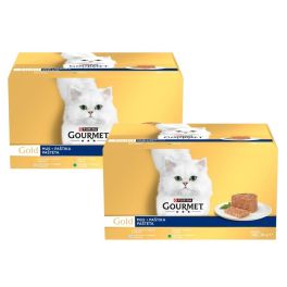 GOURMET Gold Mus 96x85g z kurczakiem, tuńczykiem, indykiem i królikiem, mokra karma dla kotów