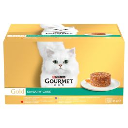 GOURMET Gold Savoury Cake 48x85g z kurczakiem, wołowiną, jagnięciną i indykiem, mokra karma dla kotów