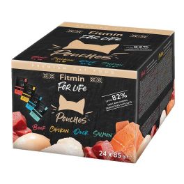 FITMIN For Life Cat Pouch Multipack 24x85g z wołowiną, kaczką, kurczakiem i łososiem w sosie