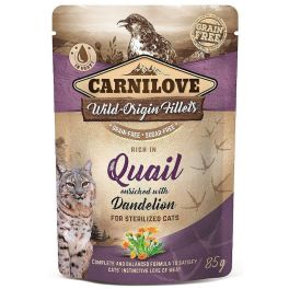 CARNILOVE Cat Pouch Quail with Dandelion 85g mokra karma dla kotów sterylizowanych Przepiórka z mniszkiem lekarskim