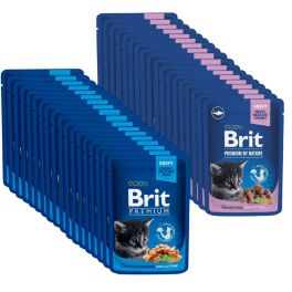 BRIT Premium Kitten Mix smaków 48x100g z kurczakiem, z białą rybą dla kociąt