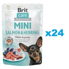 BRIT Care Mini Pouch Łosoś i Śledź Sterilised 24x85g mokra karma dla psów ras małych kastrowanych