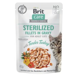 BRIT CARE Fillets in Gravy Pouch Sterilized Tender Turkey 24x85g z indykiem dla kotów sterylizowanych