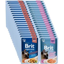 BRIT Premium By Nature Fillets in Gravy for Sterilized Mix smaków 48x85g z kurczakiem, z łososiem w sosie dla kotów