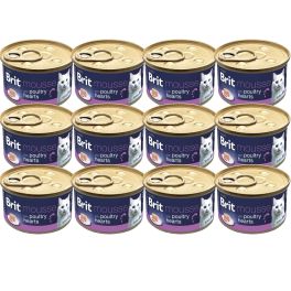 BRIT Premium by Nature Cat Mousse with Poultry Hearts 12x85 g mus z sercami drobiowymi, mokra karma dla kotów
