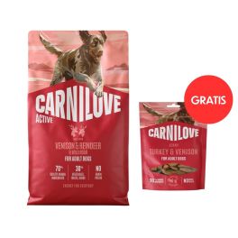 CARNILOVE Active Dog Venision and Reindeer Adult 4 kg dziczyzna, renifer i dzik dla psów + CARNILOVE Dog Jerky Turkey with Venision 100g GRATIS