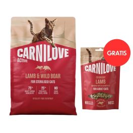 CARNILOVE Active Cat Lamb and Wild Boar Sterilised 2 kg dla kotów sterylizowanych + CARNILOVE Crunchy Snack Cat Lamb 50 g GRATIS