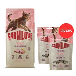 CARNILOVE True Fresh Cat Turkey Sterilised 6 kg dla kotów po sterylizacji + CARNILOVE Freeze-Dried Snack Cat Turkey 2x40 g GRATIS