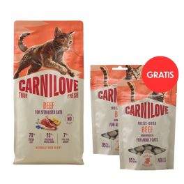 CARNILOVE True Fresh Cat Beef Sterilised 6 kg dla kotów po sterylizacji + CARNILOVE Freeze-Dried Snack Cat Beef 2x40 g GRATIS