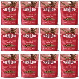CARNILOVE Dog Jerky Turkey with Venision 12x100g przysmaki z indykiem i dziczyzną dla dorosłych psów