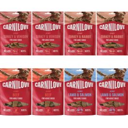 CARNILOVE Dog Jerky Mix Smaków 8x100g mięsne przysmaki dla dorosłych psów