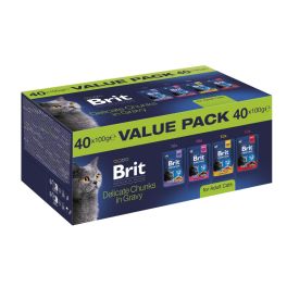 BRIT Premium by Nature Cat Adult Chunks in Gravy Value Pack 40x100 g mięsne i rybne kawałki w sosie dla kotów