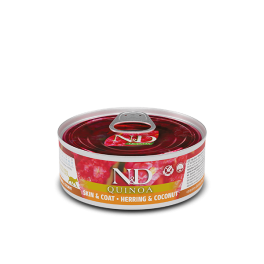FARMINA N&D Cat Quinoa Herring & coconut Skin&Coat 80 g śledź i kokos, karma dla kotów na poprawę stanu sierści