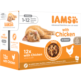 IAMS Advanced Nutrition Kitten Chicken in Gravy Pouch 12x85g mokra karma w saszetkach dla kociąt z kurczakiem w sosie