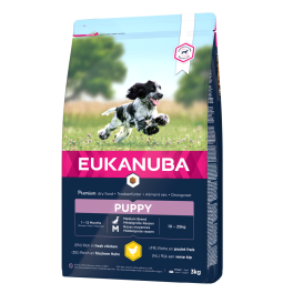 EUKANUBA Growing Puppy Medium Breed bogata w świeżego kurczaka 3kg