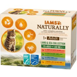 IAMS Naturally Adult Cat Land & Sea Collection mix smaków dla kota 12x85 g