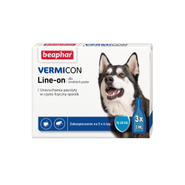 BEAPHAR Vermicon Line-On Dog M Krople Przeciw Pchłom i Kleszczom Średnie Psy 3x3 ml