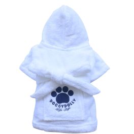 DOGGY DOLLY Szlafrok z łapą, biały, XXS 13-15 cm/26-28 cm