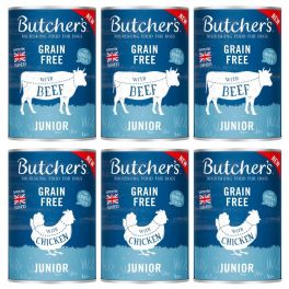 BUTCHER'S Original Junior Mix smaków 6x400g kawałki z wołowiną i kurczakiem w galaretce dla szczeniąt
