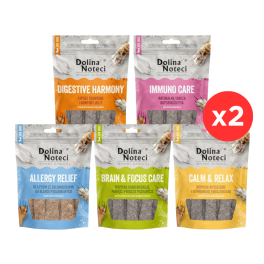 DOLINA NOTECI Smart Chews Mix 5 smak&oacute;w 10x100g wsparcie w redukcji stresu, wsparcie funkcji poznawczych, wsparcie trawienia, wsparcie przy alergiach pokarmowych, wsparcie odporności, suszone przysmaki dla psa