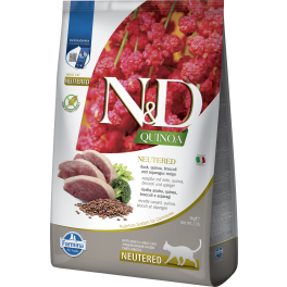 FARMINA N&D Quinoa Cat Duck, Brocolli & Asparagus Neutered Adult 5 kg z kaczką, karma dla sterylizowanych kotów dorosłych