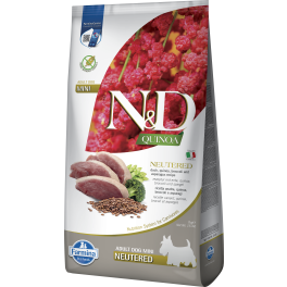 FARMINA N&D Quinoa Neutered Adult Mini duck, broccoli & asparagus 7 kg kaczka, brokuł i szparagi dla psów po kastracji