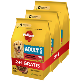 PEDIGREE Adult sucha karma dla psa z wołowiną 2,6 kg 2+1 GRATIS