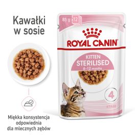 ROYAL CANIN Kitten Sterilised karma mokra w sosie dla kociąt do 12 miesiąca życia, sterylizowanych 12 x 85 g