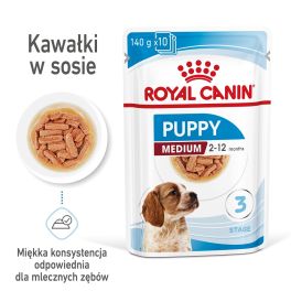 ROYAL CANIN Medium Puppy 140 g karma mokra w sosie dla szczeniąt do 12 miesiąca, ras średnich