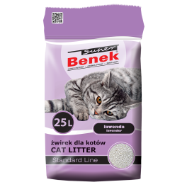 BENEK Super standard Żwirek bentonitowy lawendowy 25 l