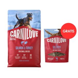 CARNILOVE Active Dog Salmon & Turkey Adult Small Breeds 4 kg łosoś i indyk dla psów małych ras + CARNILOVE Dog Soft Snack Salmon Small Bite 200g GRATIS