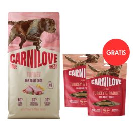 CARNILOVE True Fresh Dog Turkey Adult 12 kg ze świeżym indykiem dla psów + CARNILOVE Dog Jerky Turkey and Rabbit 2x100g GRATIS