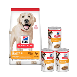 HILL'S Science Plan Canine Adult Light Large breed Chicken 18 kg karma dla psów ras dużych kurczak + 3 puszki GRATIS