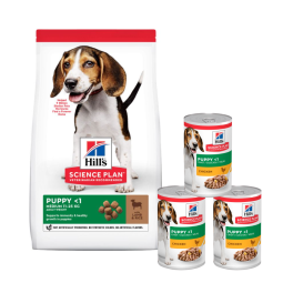 HILL'S Science Plan Puppy <1 Medium breed sucha karma z ryżem i jagnięciną 14 kg + 3 puszki GRATIS