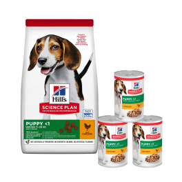 HILL'S Science Plan Canine Puppy Medium Chicken 18 kg karma dla psów ras średnich kurczak + 3 puszki GRATIS