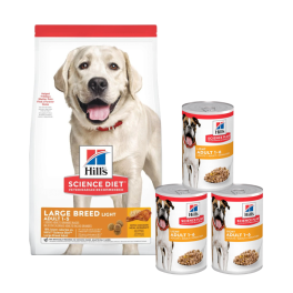 HILL'S Science Plan Adult Light Large breed sucha karma z kurczakiem 14 kg + 3 puszki GRATIS