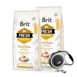 BRIT Fresh chicken with potato adult great life 2 x 12 kg + FLEXI New Comfort L Tape 8 m GRATIS
