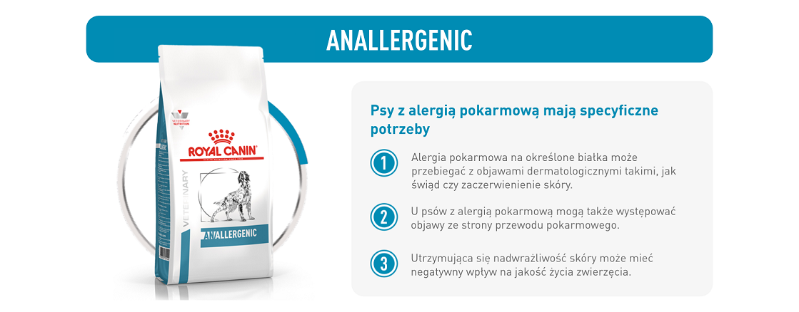 ROYAL CANIN Dog anallergenic 8 kg sucha karma dla dorosłych psów z alergią pokarmową z objawami dermatologicznymi i/lub żołądkowo-jelitowymi